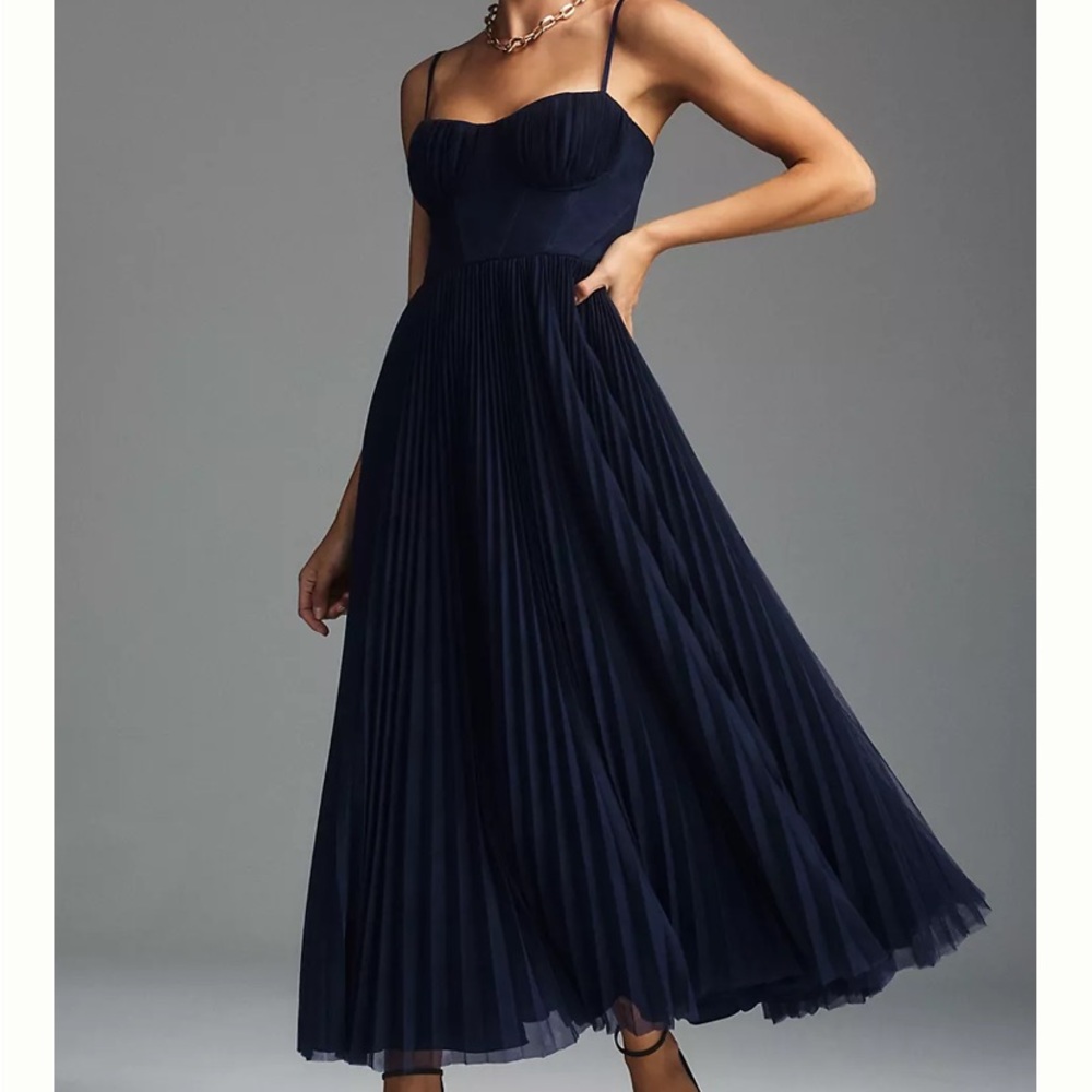 Hutch Amara Bustier Pleated Fit
& Flare Midi Dress Anthropologie
